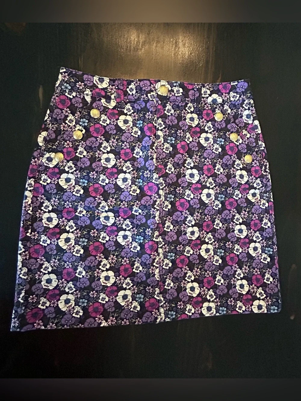 Talbots SAILOR CANVAS A-LINE SKIRT - POPPY DITSY Floral Denim Mini Skirt 4